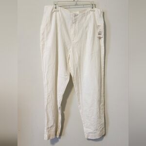 Womans White Linen Pants Tapered Leg Size 14 R A New Day